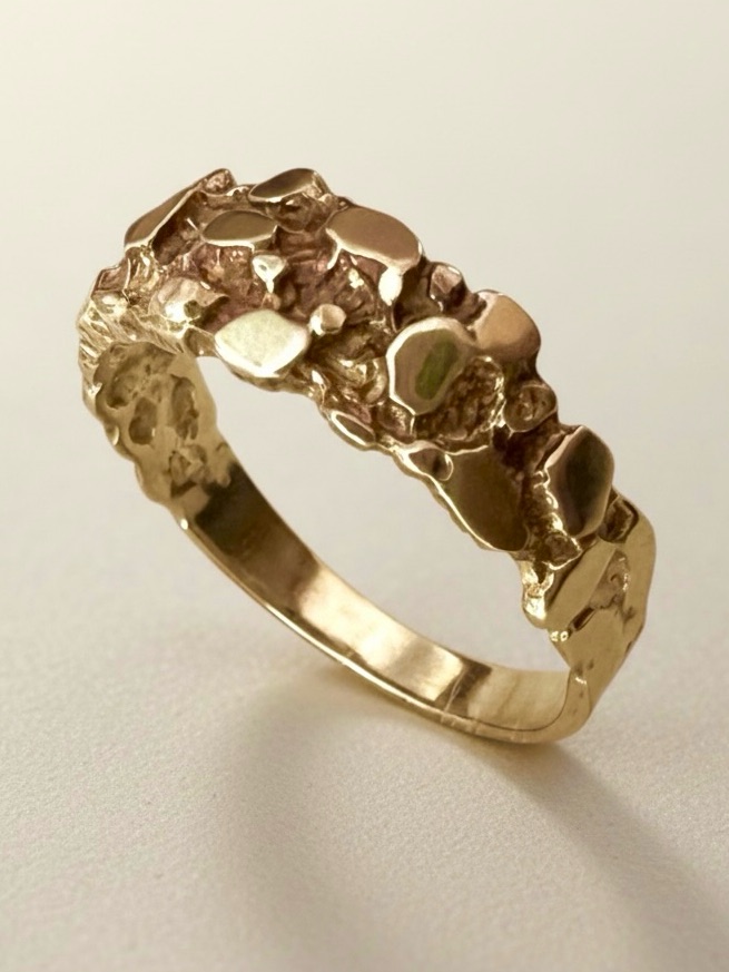 10k Gold Ring Nugget Style Unisex MenWomen Sz 11